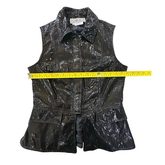VTG Carlisle Women’s Size 6 100% Genuine Shiny Leather Collared Whimsigoth Vest - Picture 12 of 16